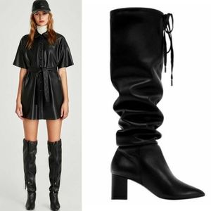Zara | Slouchy/Over-the-knee Leather Boots